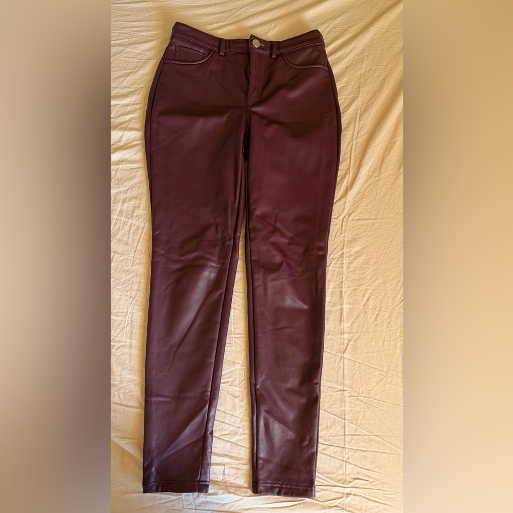 I.N.C International Concepts Womens Faux Leather Casual Trouser Pants, port, 6P